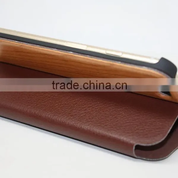 High Quality Real Wood Leather Cell Phone pu Leather Case for Iphone photo-5