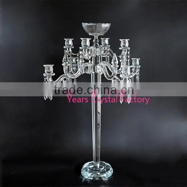 Nine Arms Crystal Wedding Candelabra Centerpiece With Votive Hurricanes Hot Sell Table Flower Candelabra photo-3