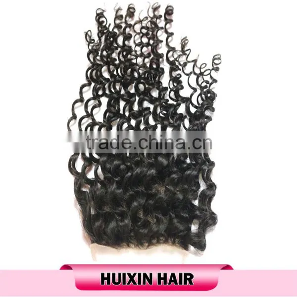 High Quality Grade 8A Virgin Human Hair Brazillian Deep Curly Human Hair Weave Lace Closure photo-2