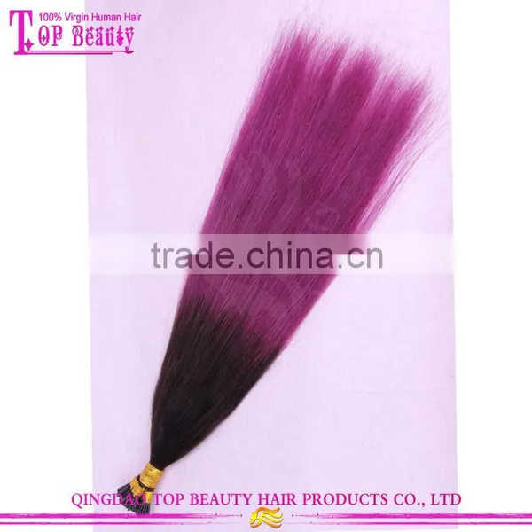 Top Quality Cheap I Tip Brazilian Hair Extension Remy Ombre #2TPurple I Tip Hair Extension For Cheap photo-5