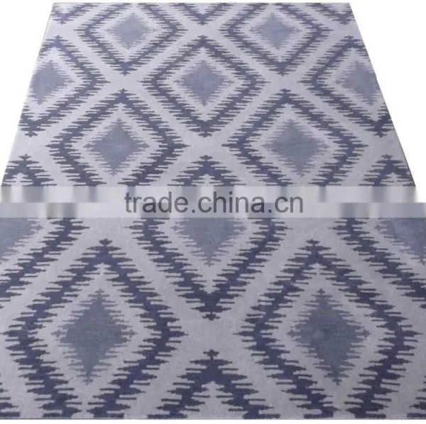 Ikat Design Hand Tufted Cut Pile Wool Carpet, Latex Backed With Cloth photo-3