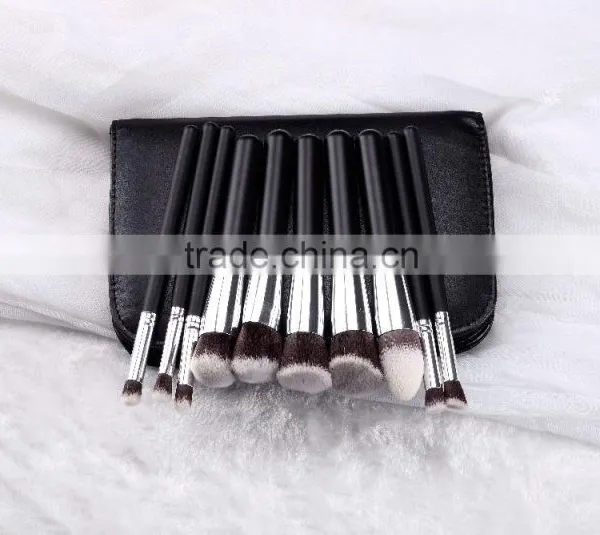 High-end 10pcs Black Cosmetic Brush Set Bag photo-2