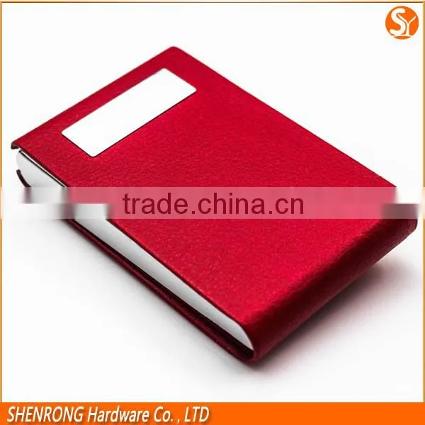 Vertical Foldable Red PU Leather Name Card Holder , Credit Card Case With Magnet Snap photo-2