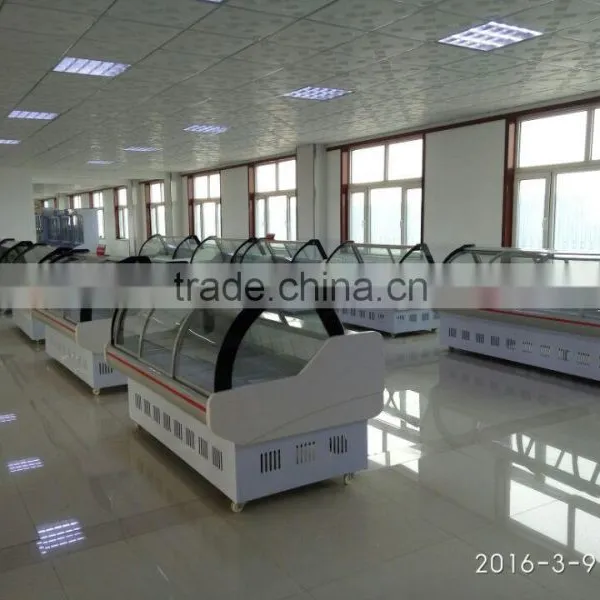 2016 High Quality Commercial Glass Top 568L/618L/818L Meat Freezer Seafood Display Freezer for Supermarket Fish Display Cabinet photo-6