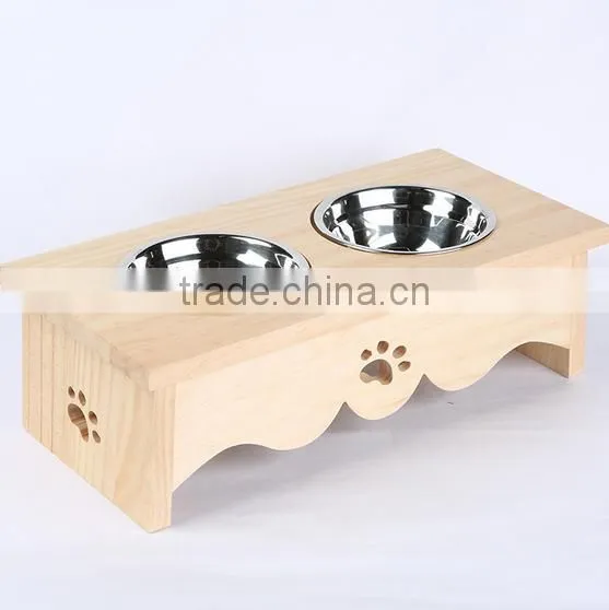 Wholesale Stainless Steel Pet Feeder Cheap Wooden Dog Bowl photo-2