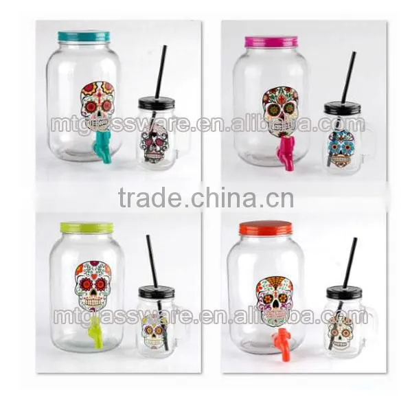 Holiday Decorative Halloween Glass Item/juice Use Glass Dispenser and 16oz Mason Jar photo-6