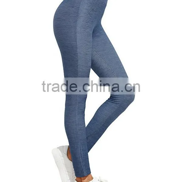 Sexy Tights Blue High Waist Yoga Workout Leggings Stretch Tights Pictures Of Women In Transparent For Girls photo-3