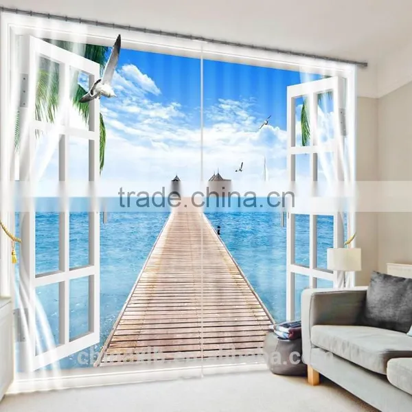 New Design 100% Polyester 3D Printed Digital Curtain for Window photo-3