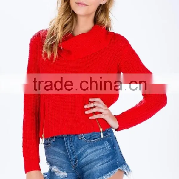 Winter Lady Zip Front Cowl Neck Sweater Knitting Pattern photo-2