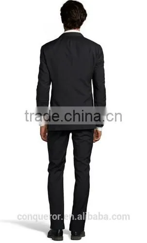Black Wool Two-Button Suit With Flat Front Pants With Flat Front Pants (SHT1092) photo-2