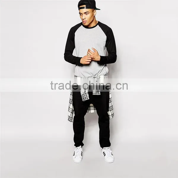 Mens Long Raglan T-shirt Long Sleeve T-shirt Wholesale photo-4