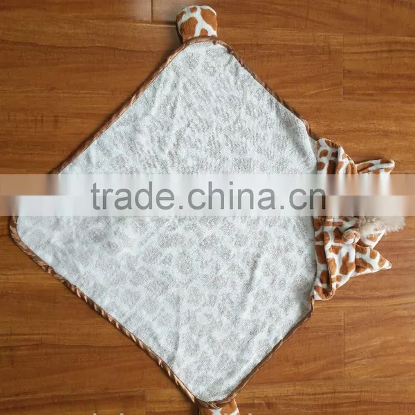 Super Soft Cotton Velour Animal Head Plush Baby Blanket photo-2