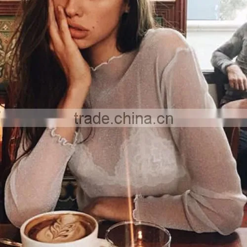 Chiffon Long Sleeve Nightclub Top For Woman Top photo-3