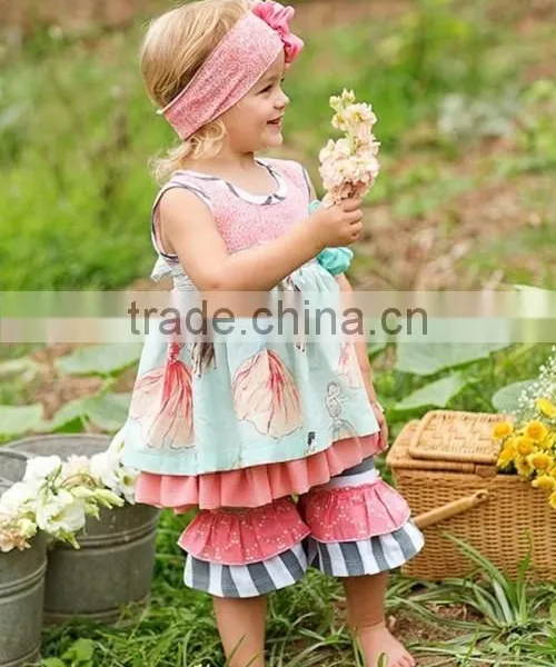 Ibear Garment Factory Girls Clothing Latest Design Baby Frock Dress Wild Dress Ruffle Sets Boutique Spring Outfits photo-4