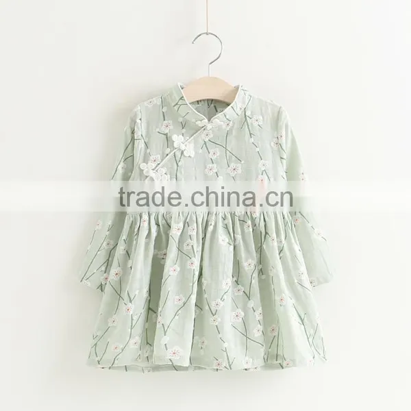Spring Style Full Printing Girls Kids Long Sleeve Cotton Dress photo-2