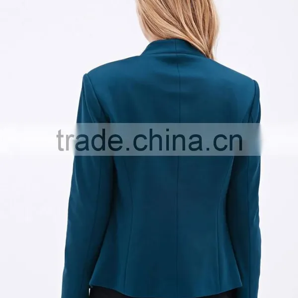 Collarless Woven Blazers for Women photo-2