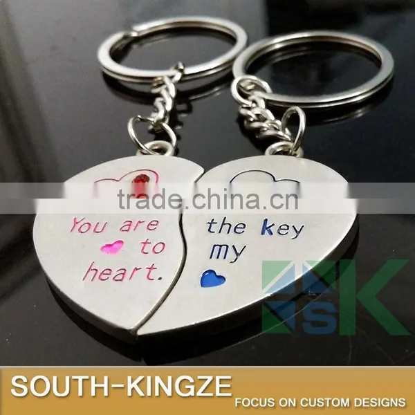 Girl Boy Alluminum Alloy Half Hearts Keychain photo-3