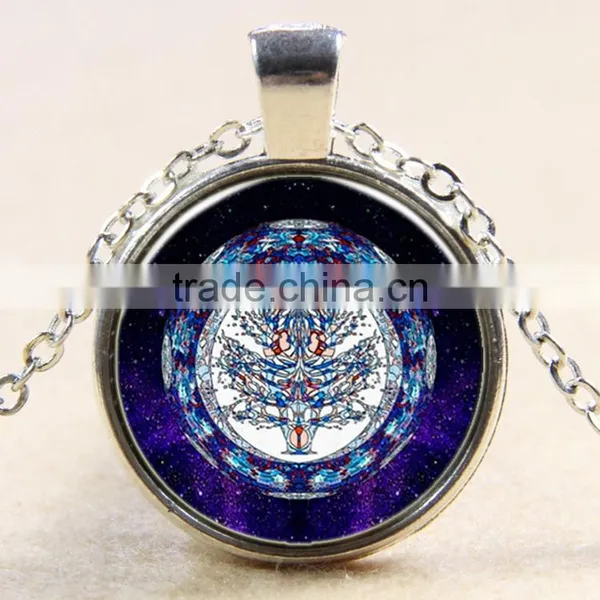 XP-TGN-LT-166 New Fashion Diy Image Gemstone Round Cabochon Family Tree Mandala Time Necklace In Alloy photo-2