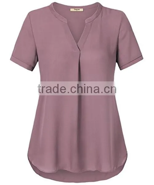 Modern Style Latest Chiffon Tops Mature Ladies Sample Blouse photo-4