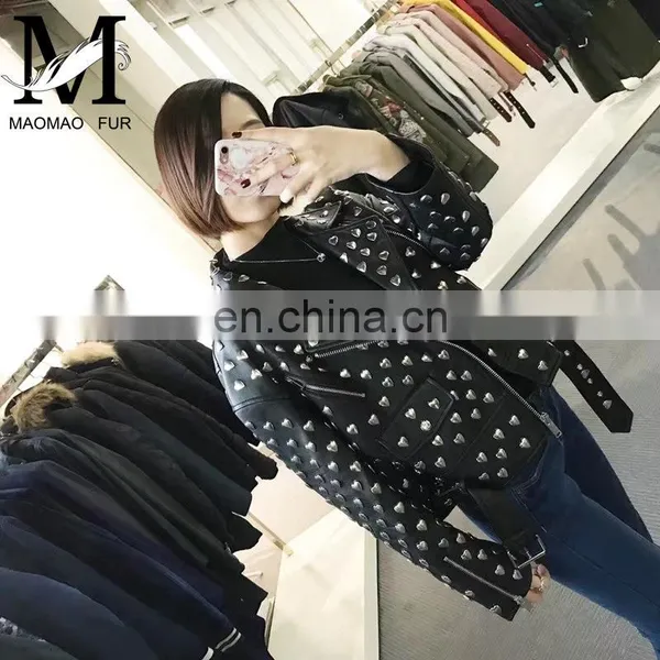 High Quality Custom Design Fashion Motocycle Biker Black Genuine Leather Short Jacket Women photo-3