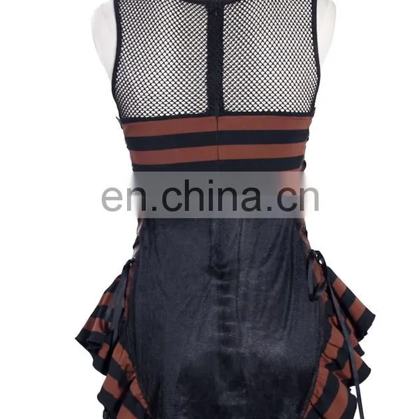 Steampunk Short Sleeveless Striped Dress-tunic photo-3