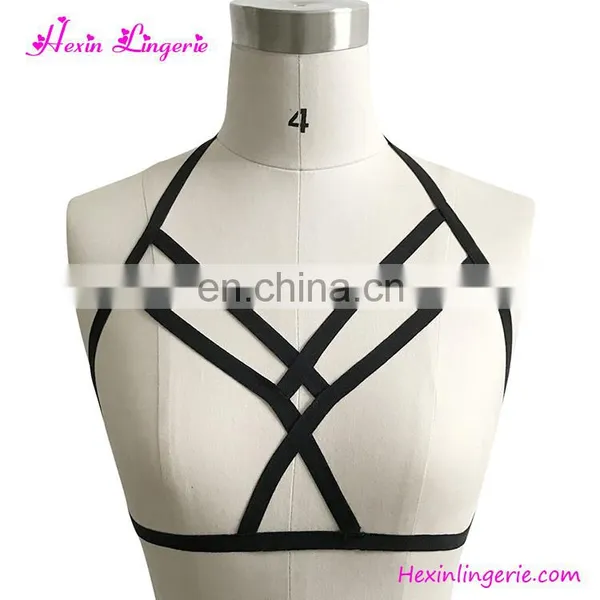 Fashionable Black Women Bra Harness Top Elastic Bralette Sexy photo-4