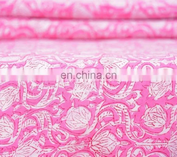 Indian Latest Hand Block Cotton Fabric Crafting Dressmaking Sewing Fabric By Meter photo-3