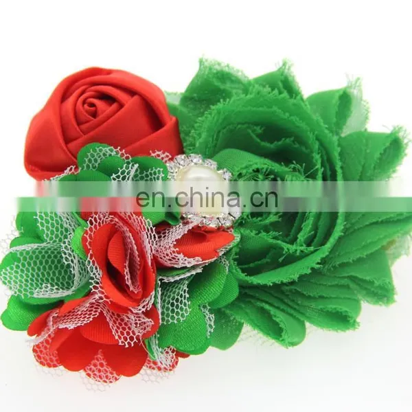 Christmas Decorations Rose Chiffon Flower Elastic Baby Kids Hair Band Children Hair Accessories photo-5