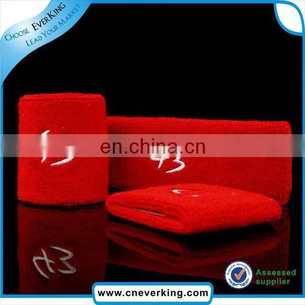Custom Red Embroidery Terry Cotton Wristband Factory Wholesale photo-2