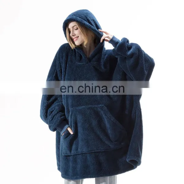 High Quality Soft Material Durable Wearable Hoodie Sherpa Oversized Blanket photo-2