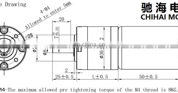 ChiHai Motor CHP-36GP-555K DC Planetary Gear Motor 8mm Shaft Diameter DC24.0V SKU 302913 photo-6