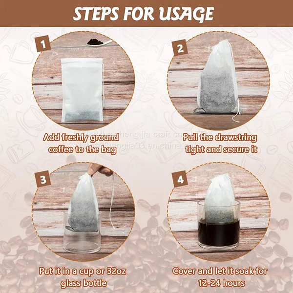 Not Dirty Cold Brewed Coffee Filter, Cold Brew One-time Cold Brewed Coffee Filter Bag - 120 Package, With Rope, Mesh Bag Cold Brew, Apply Ice Coffee Machine photo-4