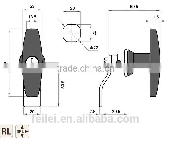 2015 FEILEI MS101-1 OEM China Wholesale Zinc Diecast High Quality Industrial Cabinet T Handle Lock With Key photo-6