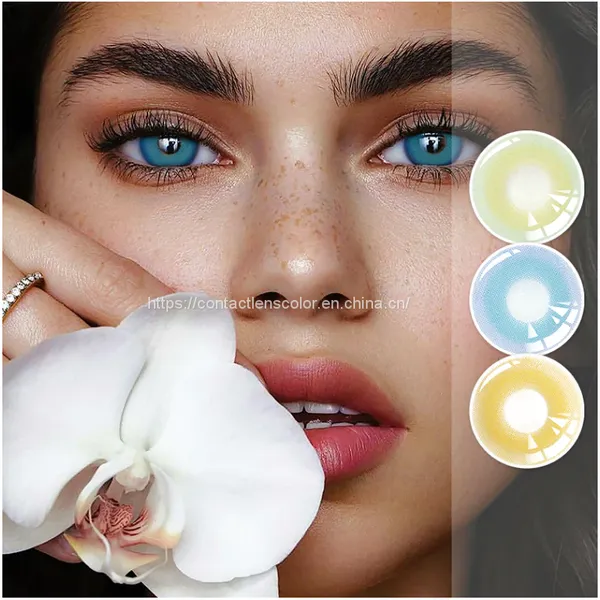 Original Wholesale Soft Colored Blend Eye Contacts Yearly Contact Lenses 14.20mm Cheap 2 Tone Color Contact Lens photo-3
