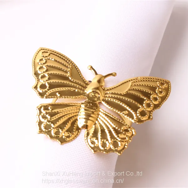 Plated Gold Butterfly Shaped Dinner Insect Series Napkin Ring For Children's Birthday photo-2