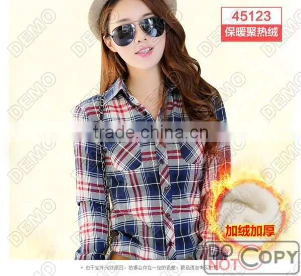 Fashion Casual Yarn-dyed Plaid Long-sleeve Ladies' Shirt photo-5