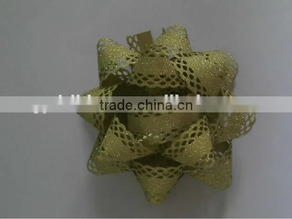 2014 the Newest Design Glitter With Lace Decorative Border Star Bows or Garland Ribbon Flower For Christmas/Wedding Celebration photo-5