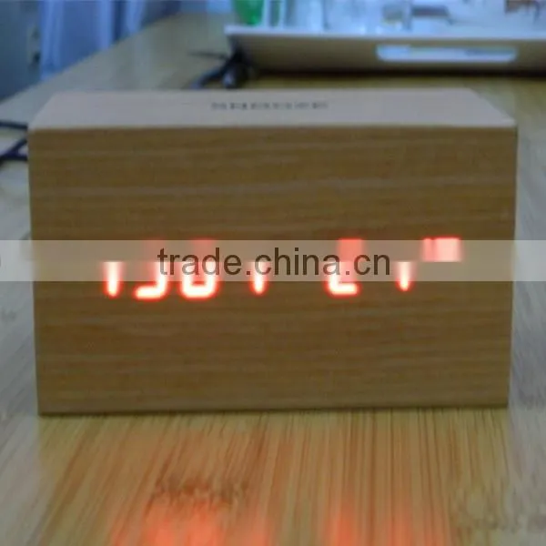 LED Wooden Table Clock With Touch Function for Snooze photo-3