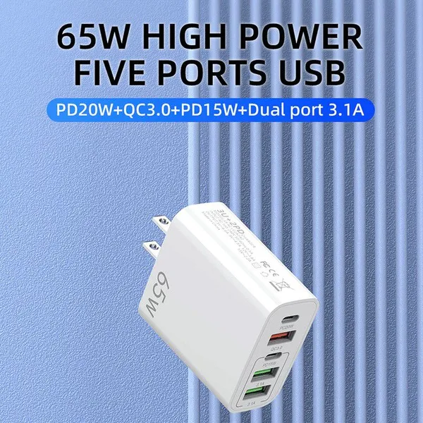 65W Fast Charger Five Ports PD + 3 USB photo-3
