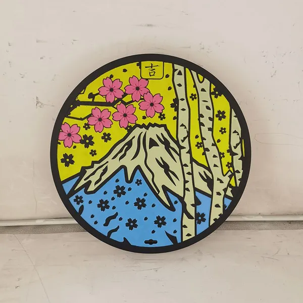 Customized Art Japanese Manhole Cover Painting Ductile Iron Copper Aluminum Relief Metal Ground Sculpture Boundary Post photo-4