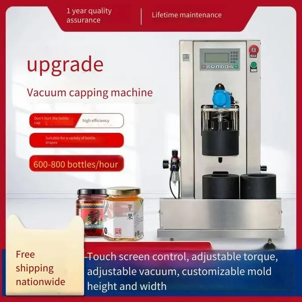 Hy-x Double-station Vacuum Capping Machine for Tinplate and Glass Bottles, Suitable for Mushroom Sauce and Shredded Meat Sauce, Capping Equipment, in Stock