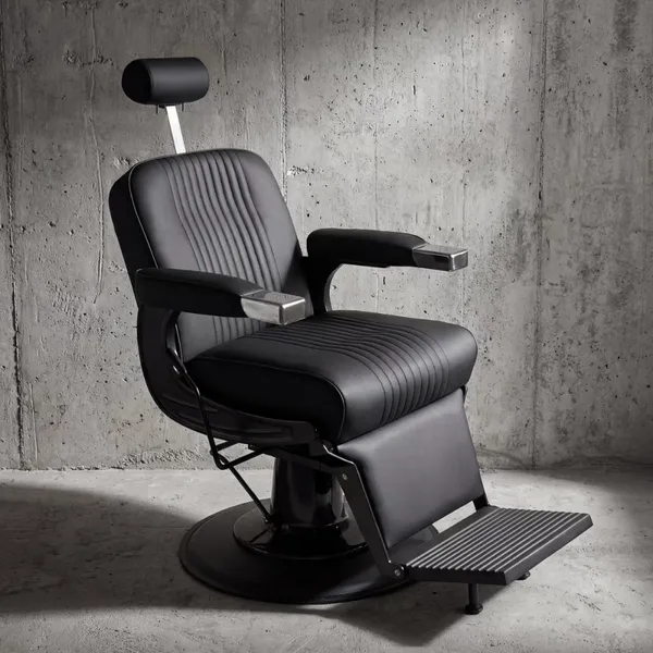 Full Black Barber Chair Fancy Barber Chair Design With Headrest Professional Hair Cut Barber Chair