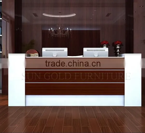Modern Wood Half Round Glass Top Reception Desk (SZ-RT007) photo-4