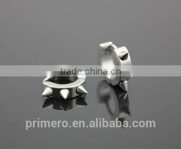 Retro Gothic Men's Rock Punk Spike Rivet Earring Stainless Steel Ear Studs Hoop photo-5