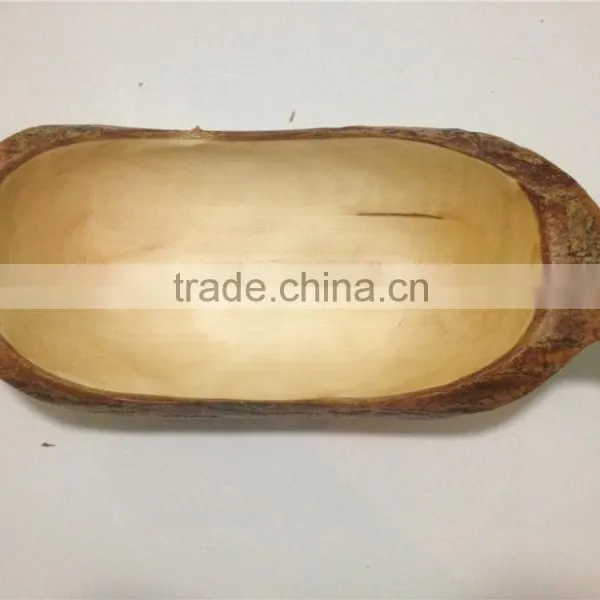 2016 Natural Wholesale Cheap Solid Wood Candy Plate Fruit Plate With Tree Bark photo-2