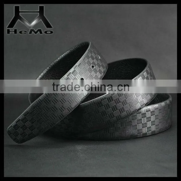 Cubic Grid Textured Genuine Cowhide Leather Mens Western Belts