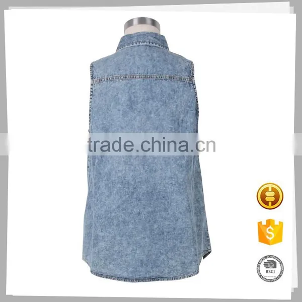 China Suppliers 2016 New Casual Women Fashion Denim Blouse photo-2