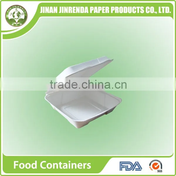 China Disposable 8" Food Containers With Sugarcane Pulp.