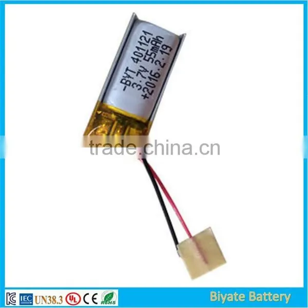 401121 Small Lithium Ion 3.7V 55mah Smart Band Battery photo-2