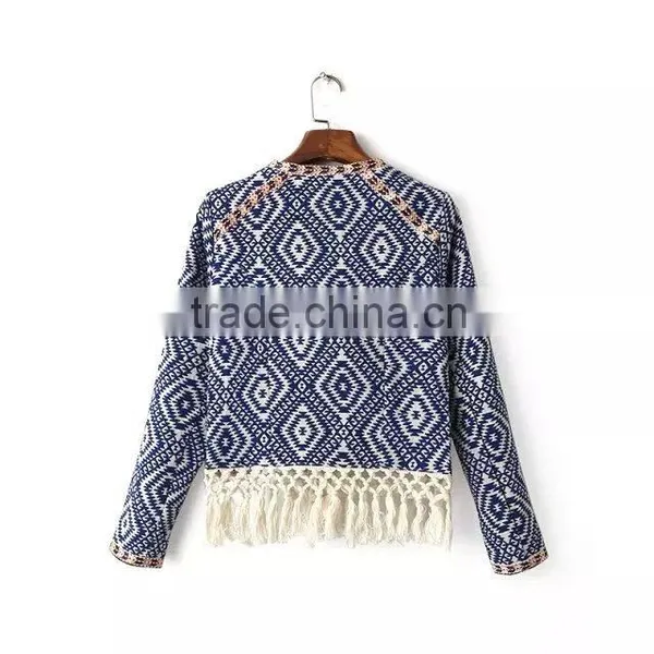 Cheap China Wholesale Clothing Tassel Open Front Vintage Top photo-2